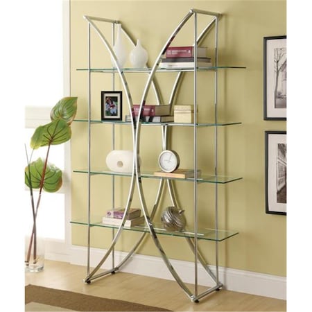 Coaster Coaster 910050 Bookcases X-Motif Chrome Finish Bookshelf with Floating Style Glass Shelves 910050